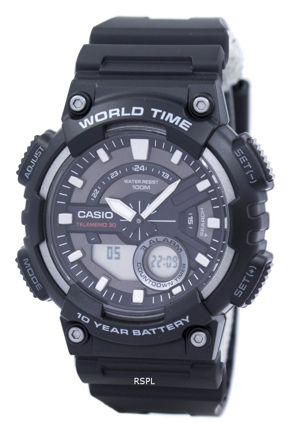 Details about Casio Telememo 30 World Time Alarm Analog Digital  AEQ-110W-1AV Mens Watch