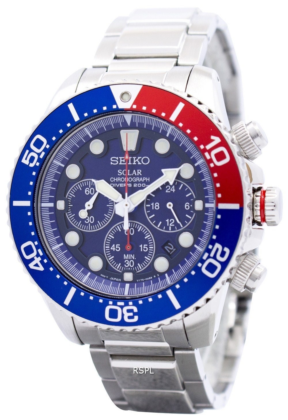 seiko men's ssc019 solar diver chronograph watch