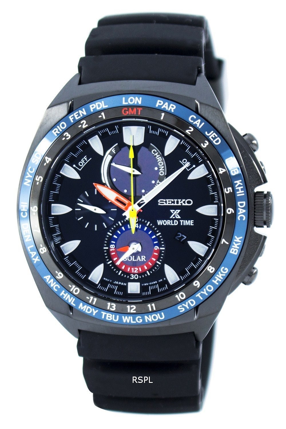 seiko prospex world time solar men's chronograph watch